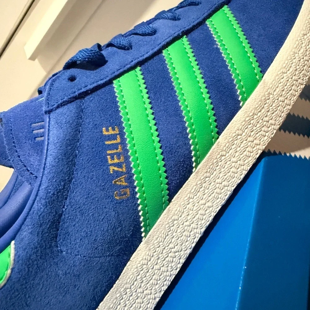 Adidas Gazelle‎ Sneakers Suede Royal Blue/Green Sz 9.5 Men woman Sz 11 Retro